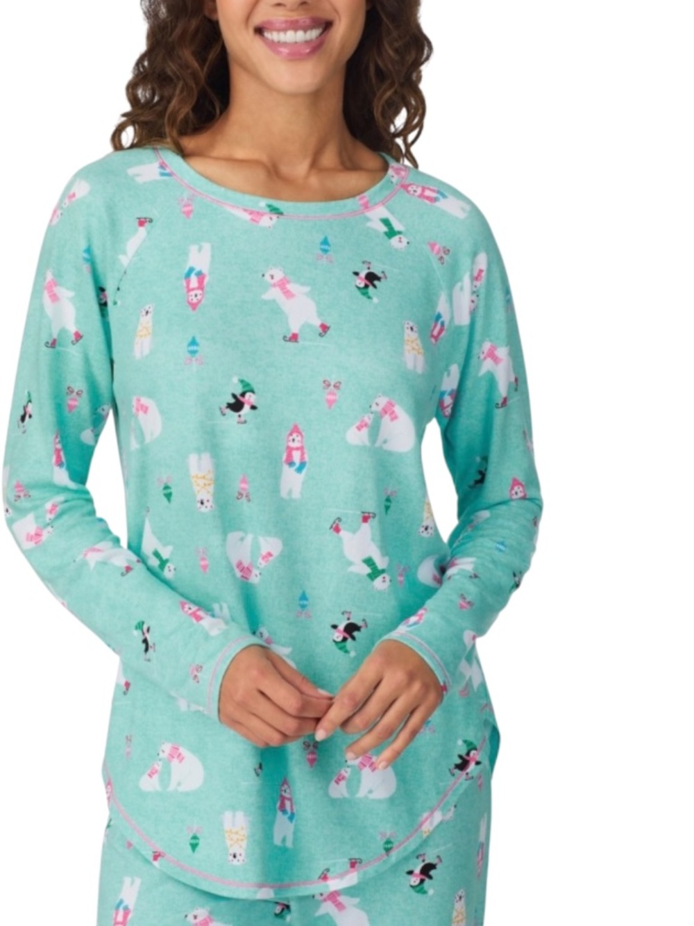 Cuddl Duds Women's 2-Pc. Printed Jogger Pajamas Set - Aqua Print Size XL - NWT